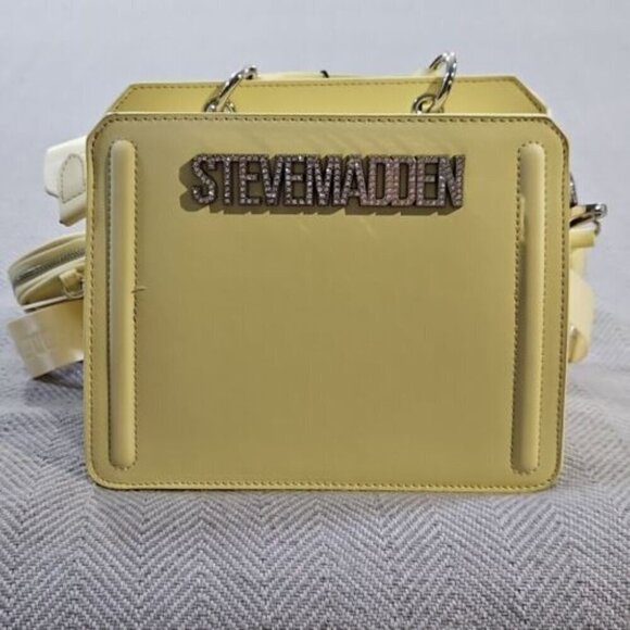 Steve Madden NWT Bevelyn-G Satchel Butter Yellow Crossbody Rhinestones Bling - Picture 16 of 16